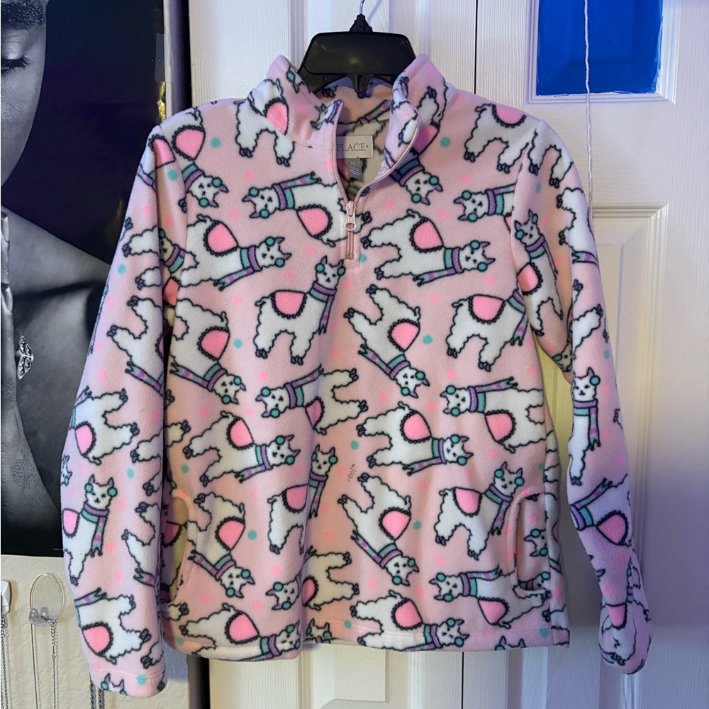 Multicolor Fleece Jacket with Llamas